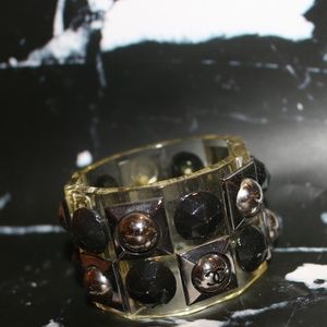 Chanel black & silver cuff